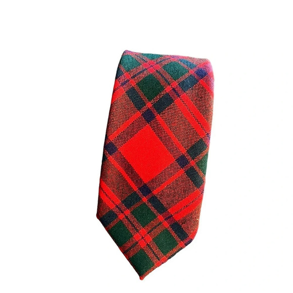 Scottish Macintosh Red Green Tartan Plaid Wool Tie 3” - Picture 5 of 5